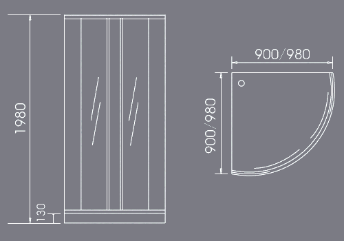 Additional image for Oliva 900mm quandrant shower enclosure + tray